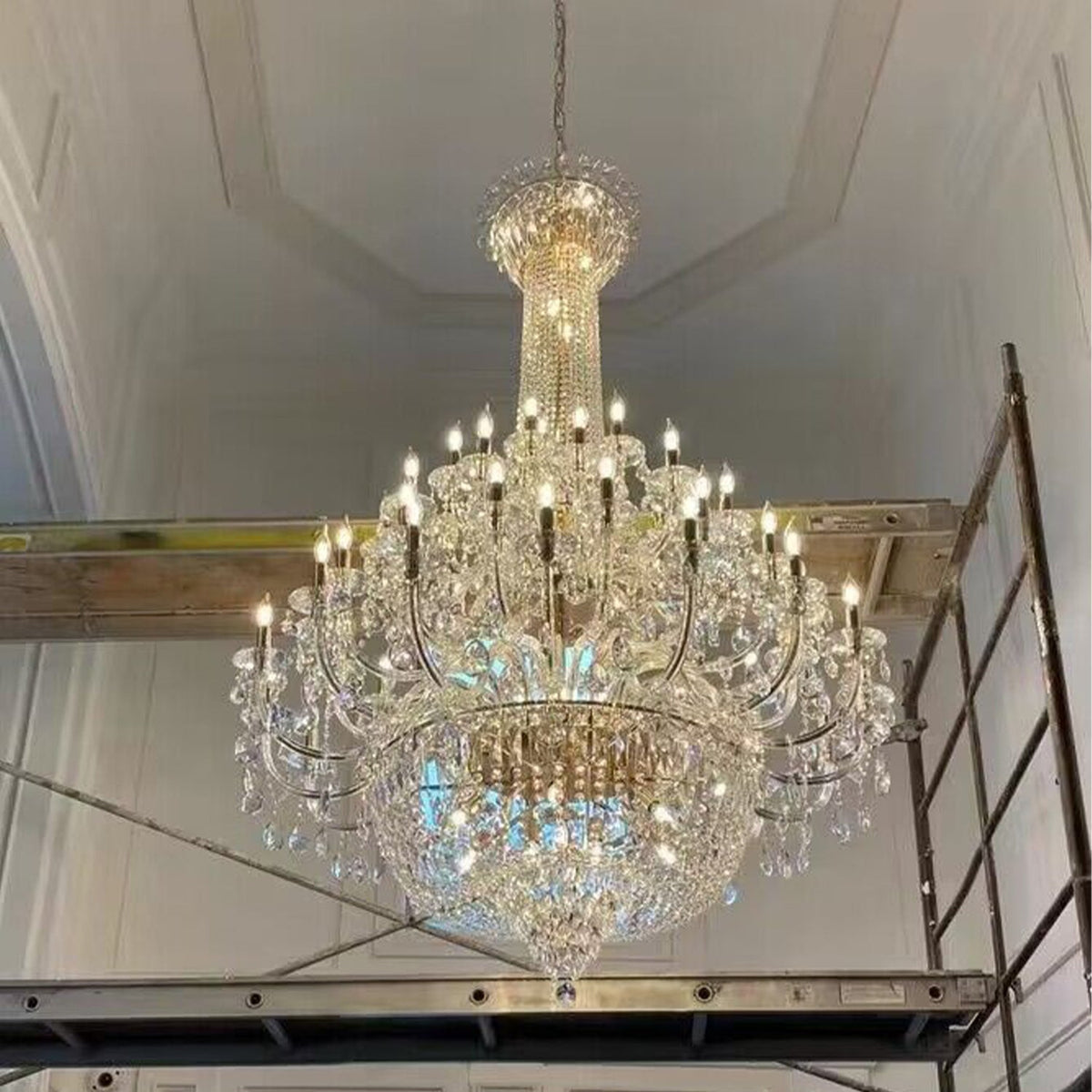 Extra Large European - style Multi - layers Candle Luxury Crystal Chandelier Gold Art Foyer/Staircase Decorative Light Fixture - lampmodern