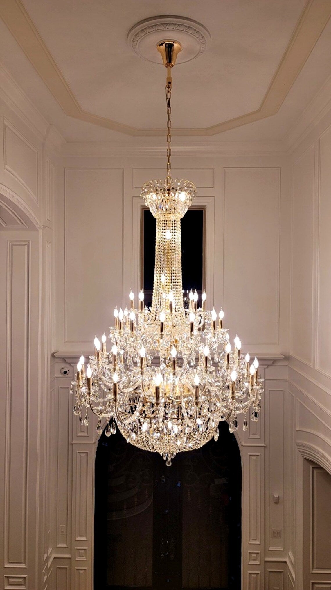 Extra Large European - style Multi - layers Candle Luxury Crystal Chandelier Gold Art Foyer/Staircase Decorative Light Fixture - lampmodern