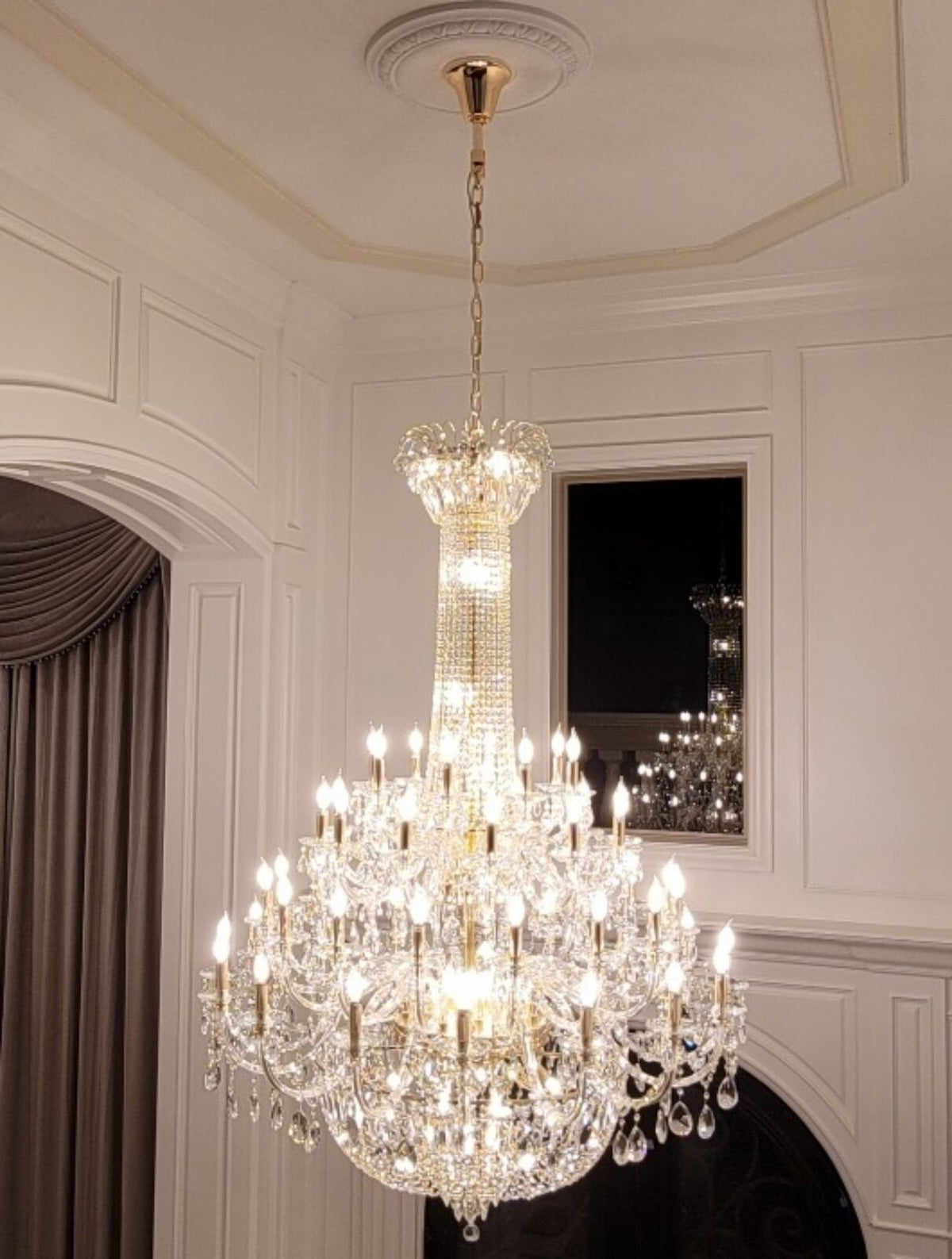 Extra Large European - style Multi - layers Candle Luxury Crystal Chandelier Gold Art Foyer/Staircase Decorative Light Fixture - lampmodern