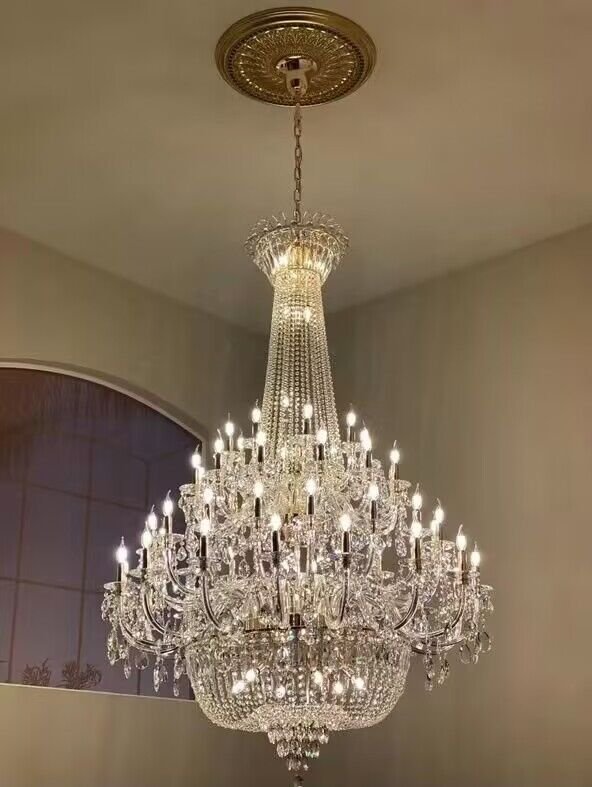 Extra Large European - style Multi - layers Candle Luxury Crystal Chandelier Gold Art Foyer/Staircase Decorative Light Fixture - lampmodern