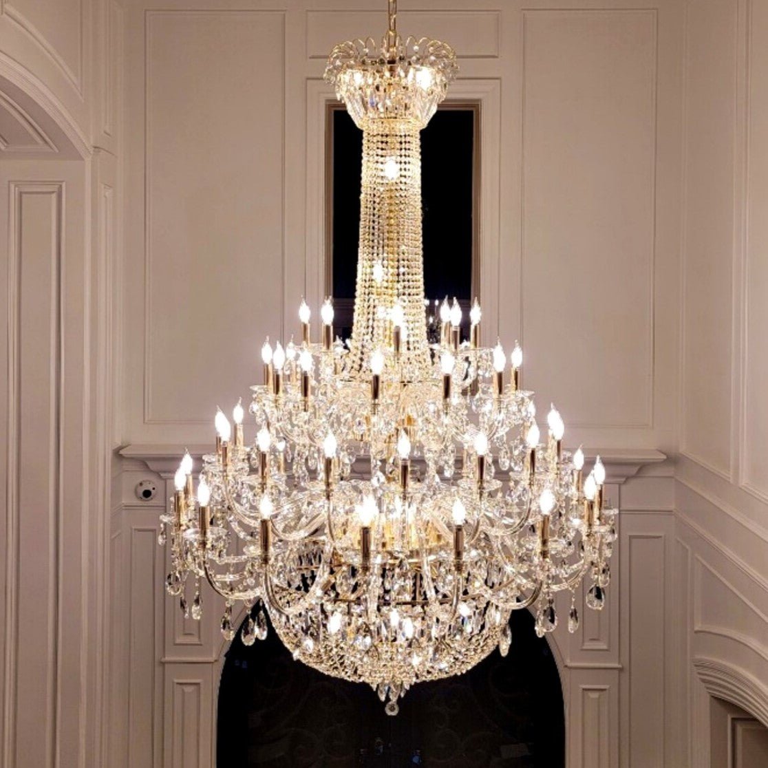 Extra Large European - style Multi - layers Candle Luxury Crystal Chandelier Gold Art Foyer/Staircase Decorative Light Fixture - lampmodern