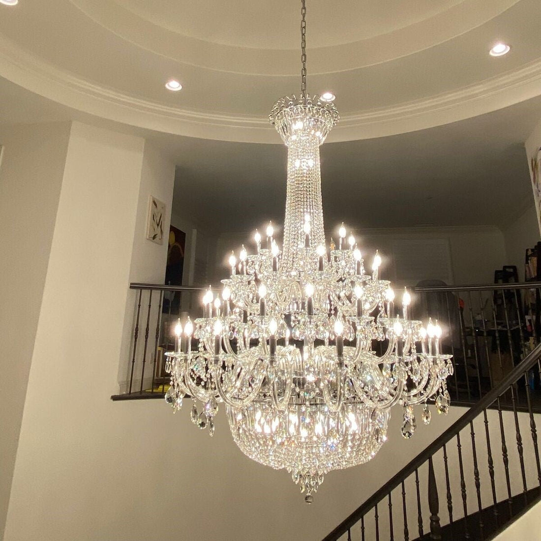 Extra Large European - style Multi - layers Candle Luxury Crystal Chandelier Gold Art Foyer/Staircase Decorative Light Fixture - lampmodern