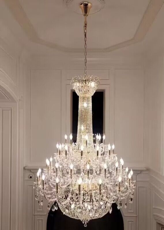 Extra Large European - style Multi - layers Candle Luxury Crystal Chandelier Gold Art Foyer/Staircase Decorative Light Fixture - lampmodern