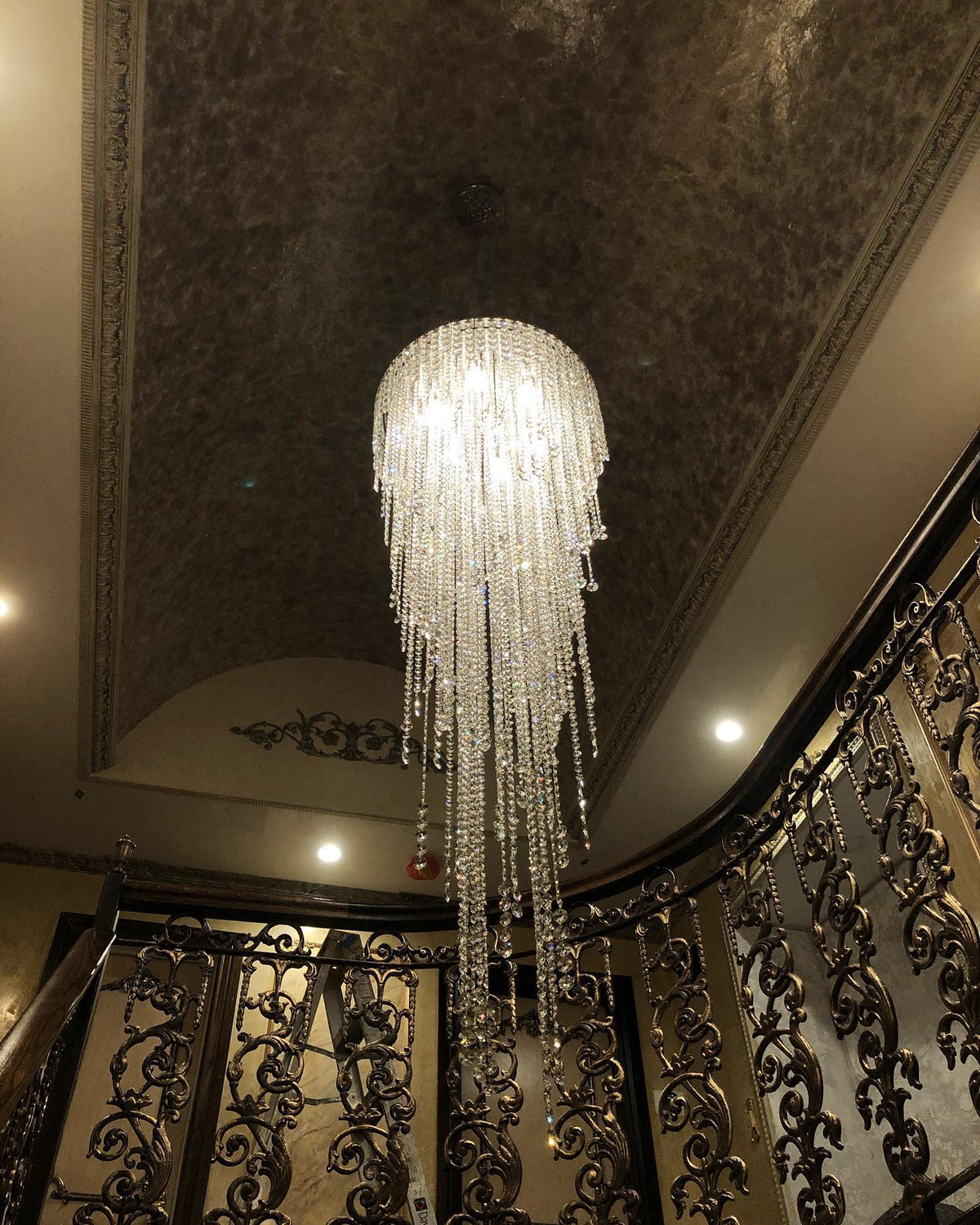 Extra Large Flush Mount Crystal Tassel Pendant Chandelier for Living Room/High - Ceiling Room/Foyer - lampmodern