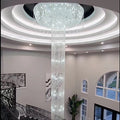 Extra Large Flush Mount Silver Waterfall Luxury Ceiling Crystal Chandelier for High - ceiling Living Room/Duplex Hall - lampmodern