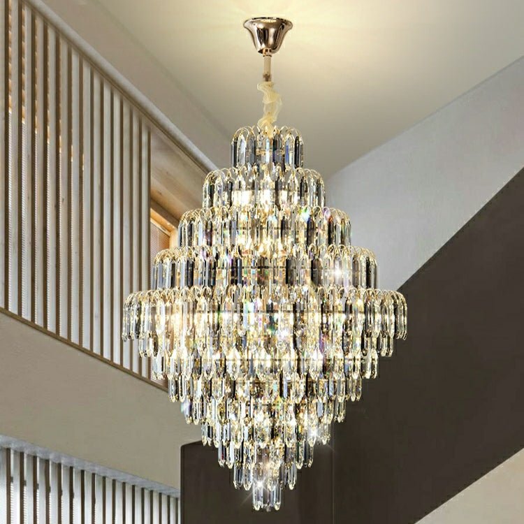 Extra Large Foyer Decorative Crystal Lighting Fixture Living Room Crystal Chandelier For Entryway Staircase - lampmodern