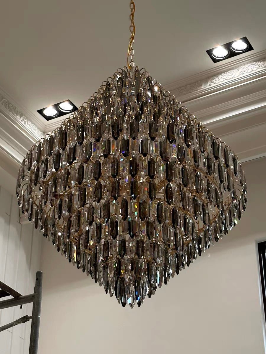 Extra Large Foyer Decorative Crystal Lighting Fixture Living Room Crystal Chandelier For Entryway Staircase - lampmodern