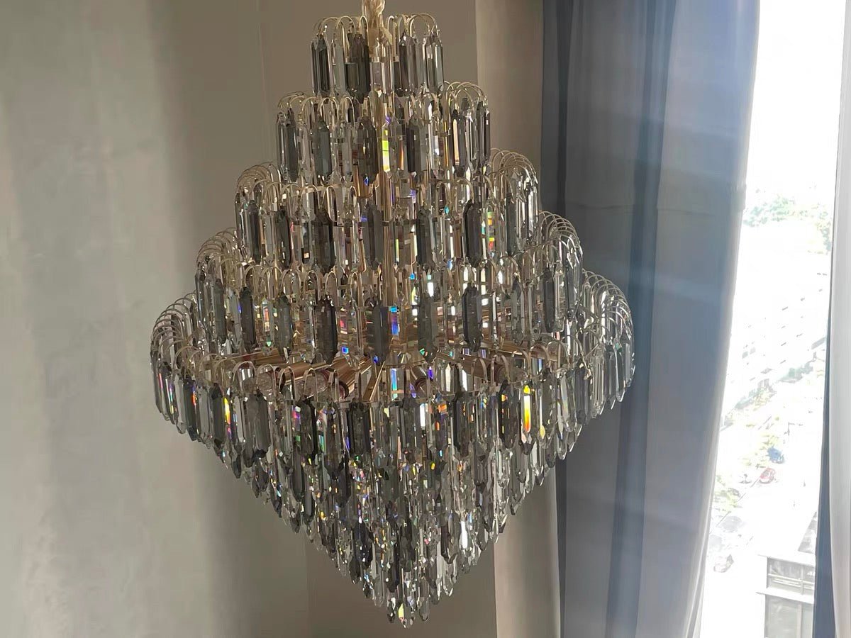Extra Large Foyer Decorative Crystal Lighting Fixture Living Room Crystal Chandelier For Entryway Staircase - lampmodern