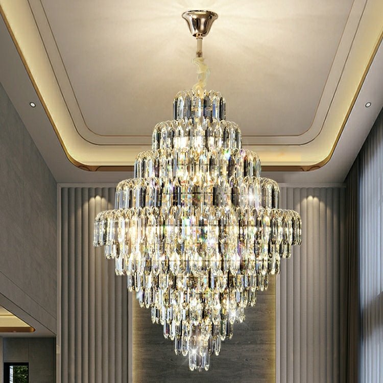 Extra Large Foyer Decorative Crystal Lighting Fixture Living Room Crystal Chandelier For Entryway Staircase - lampmodern
