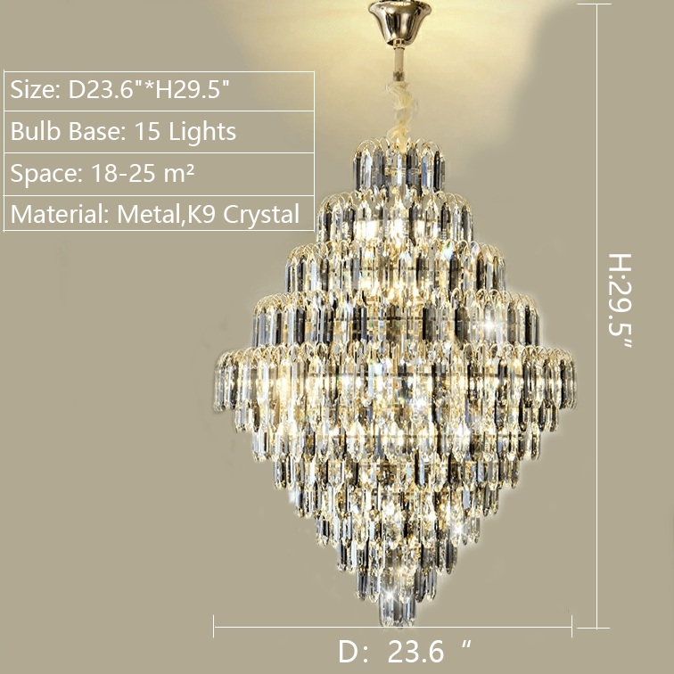 Extra Large Foyer Decorative Crystal Lighting Fixture Living Room Crystal Chandelier For Entryway Staircase - lampmodern