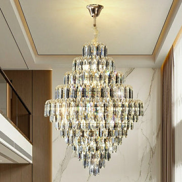 Extra Large Foyer Decorative Crystal Lighting Fixture Living Room Crystal Chandelier For Entryway Staircase - lampmodern