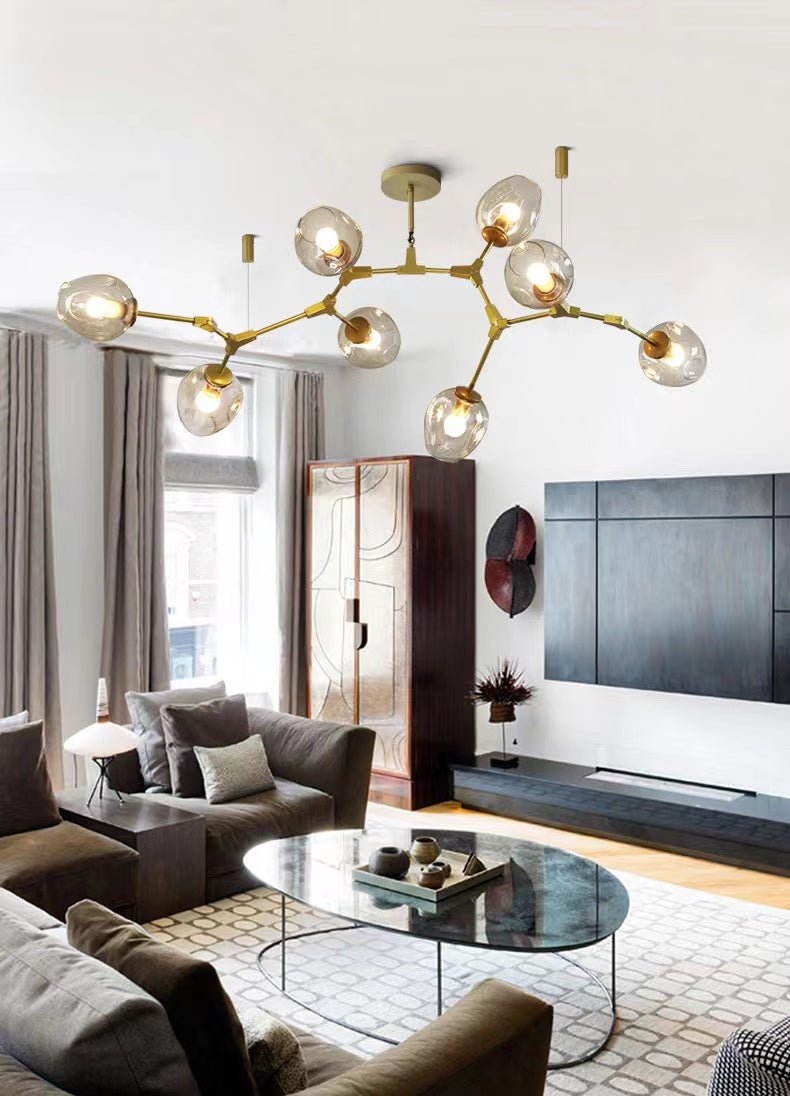 Extra Large Industrial Fashion Branch Multiple Glass Pendant Chandelier for Living/Dining Room - lampmodern