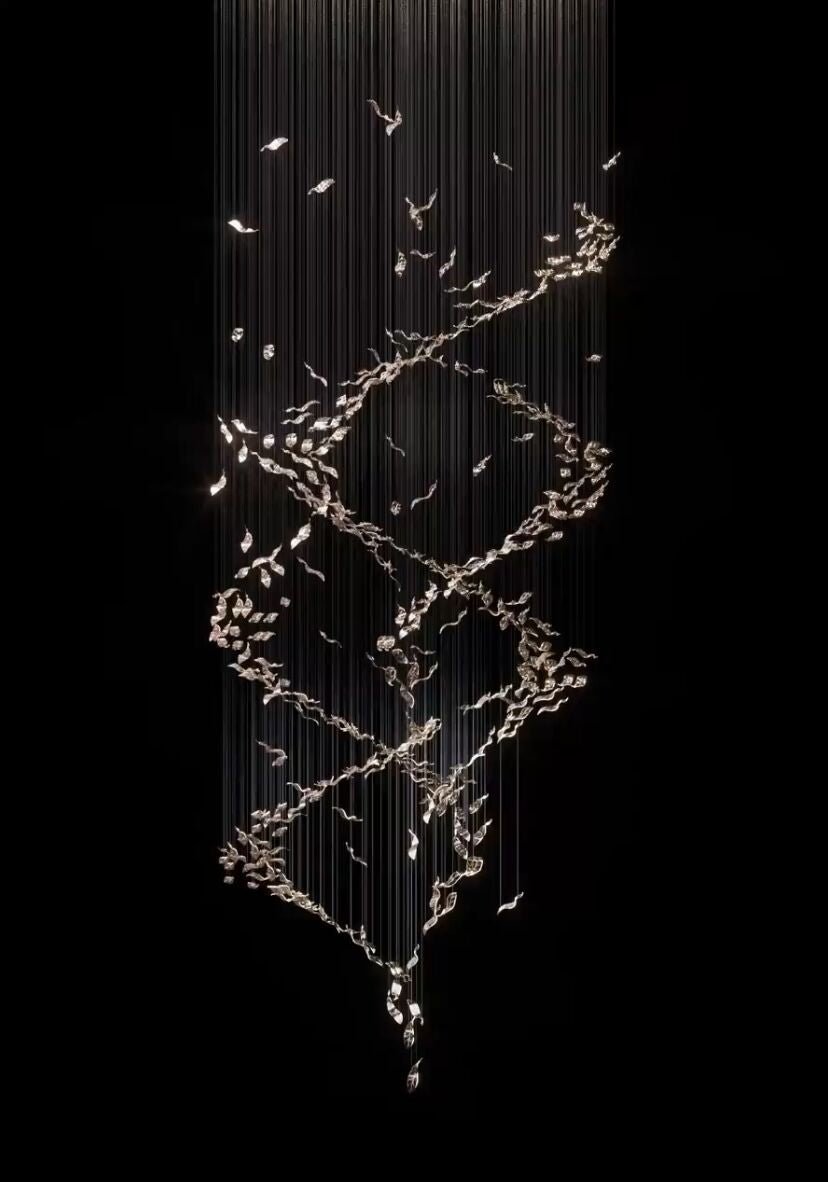 Extra Large Luxury Art Double Spiral Creative Crystal Chandelier For High - ceiling Foyer/Hallway/Entryway - lampmodern