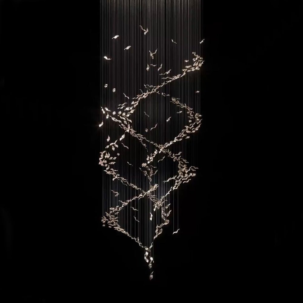 Extra Large Luxury Art Double Spiral Creative Crystal Chandelier For High - ceiling Foyer/Hallway/Entryway - lampmodern