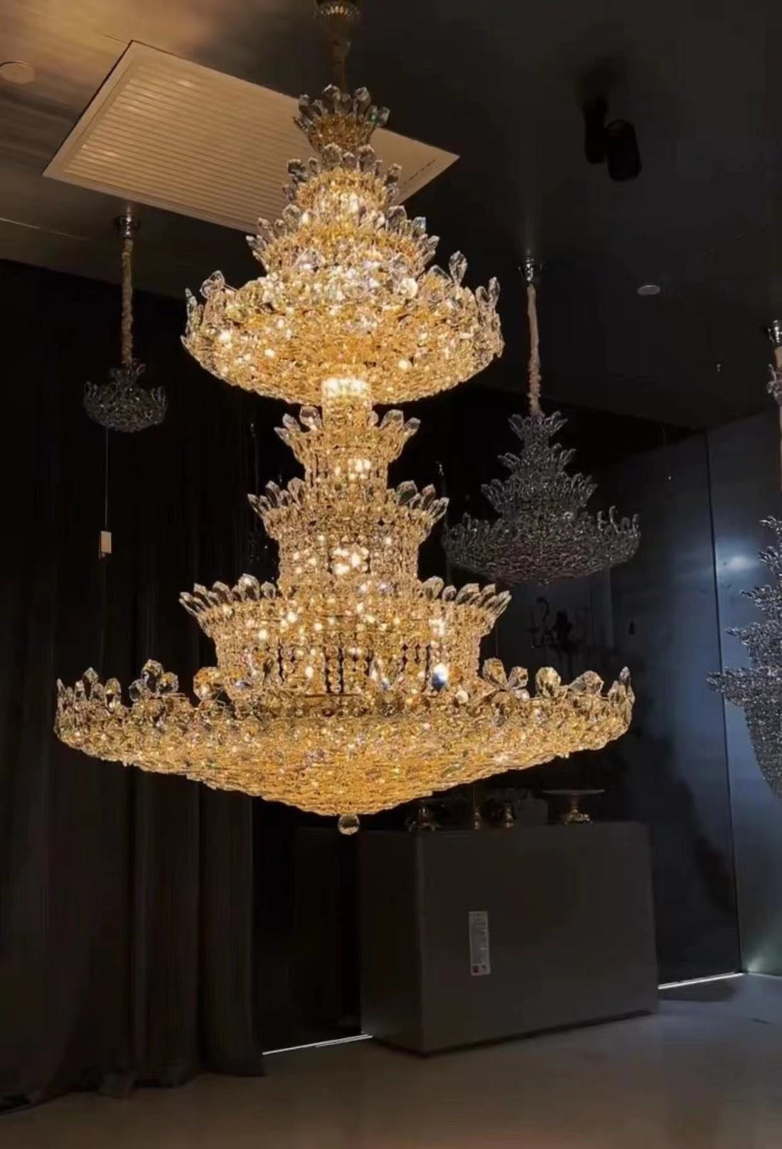 Extra Large Luxury Gold Empire Crystal Chandelier Multi - Layers Fixture For Foyer/ Big Hallway/ Hotel lobby/ Palace Hall - lampmodern