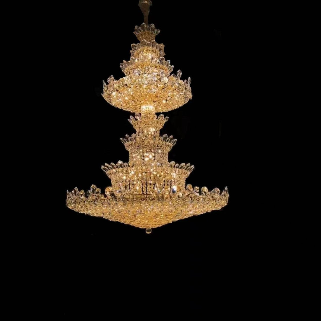 Extra Large Luxury Gold Empire Crystal Chandelier Multi - Layers Fixture For Foyer/ Big Hallway/ Hotel lobby/ Palace Hall - lampmodern