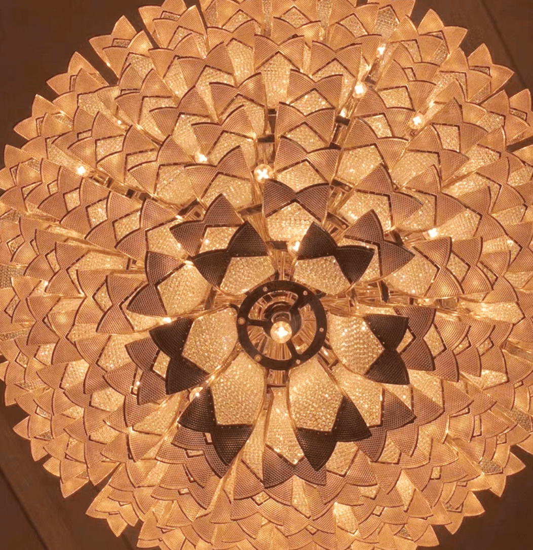 Extra Large Luxury Multi - tier Gold Pendant Glass Chandelier for Stairs/Large High - ceiling Room - lampmodern