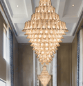 Extra Large Luxury Multi - tier Gold Pendant Glass Chandelier for Stairs/Large High - ceiling Room - lampmodern