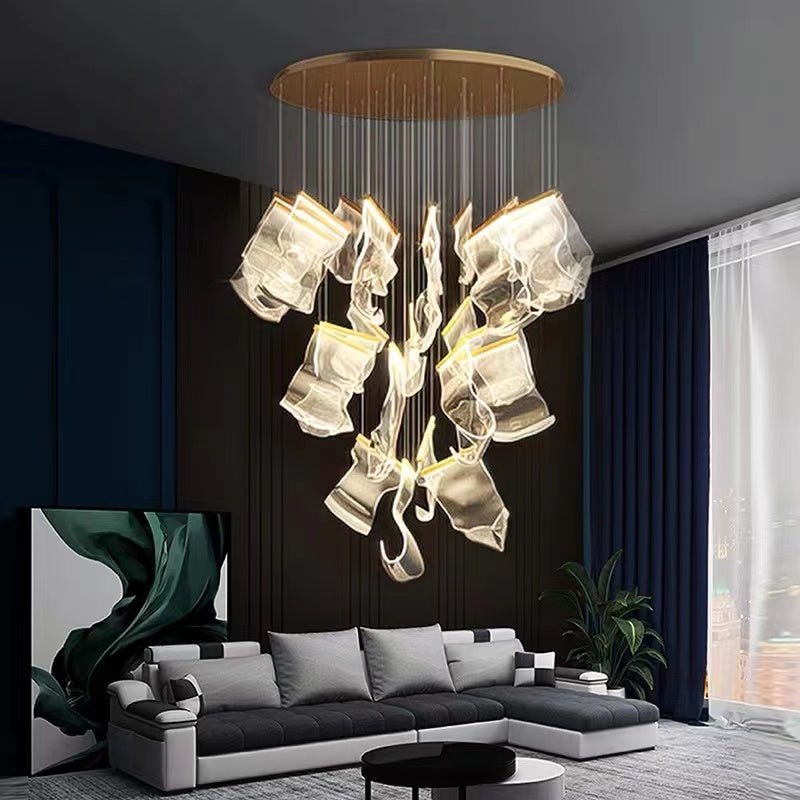 Extra Large Modern Paper Chandelier For Staircase / Foyer Villa Hall Ceiling - lampmodern