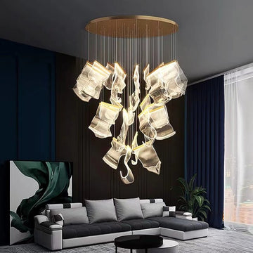 Extra Large Modern Paper Chandelier For Staircase / Foyer Villa Hall Ceiling - lampmodern