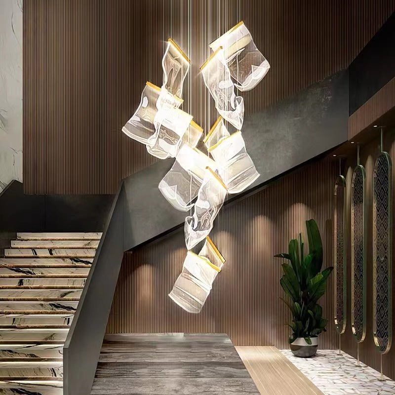 Extra Large Modern Paper Chandelier For Staircase / Foyer Villa Hall Ceiling - lampmodern