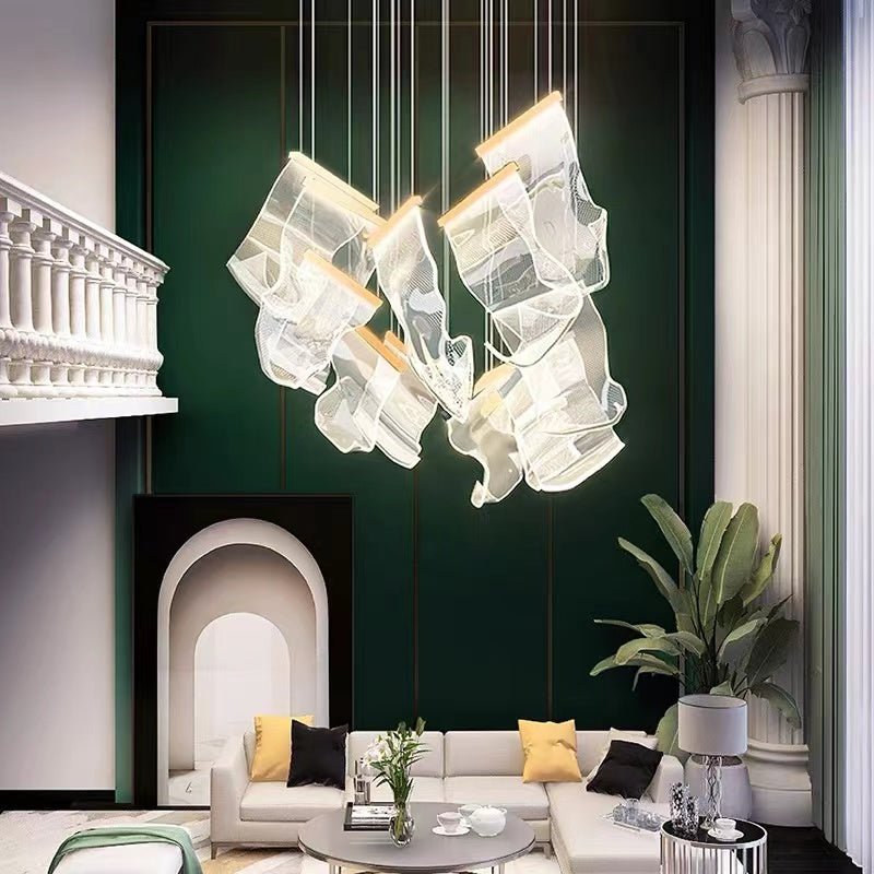 Extra Large Modern Paper Chandelier For Staircase / Foyer Villa Hall Ceiling - lampmodern