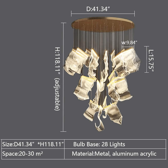 Extra Large Modern Paper Chandelier For Staircase / Foyer Villa Hall Ceiling - lampmodern