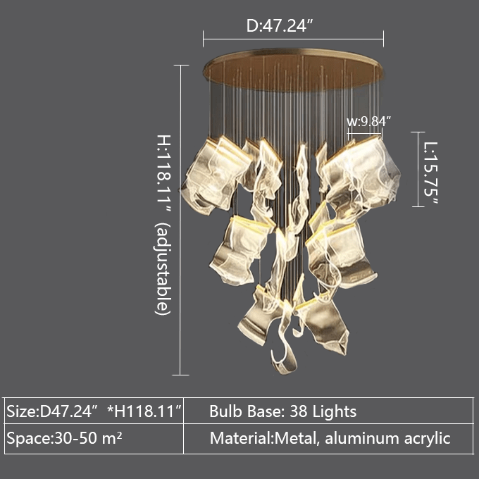 Extra Large Modern Paper Chandelier For Staircase / Foyer Villa Hall Ceiling - lampmodern