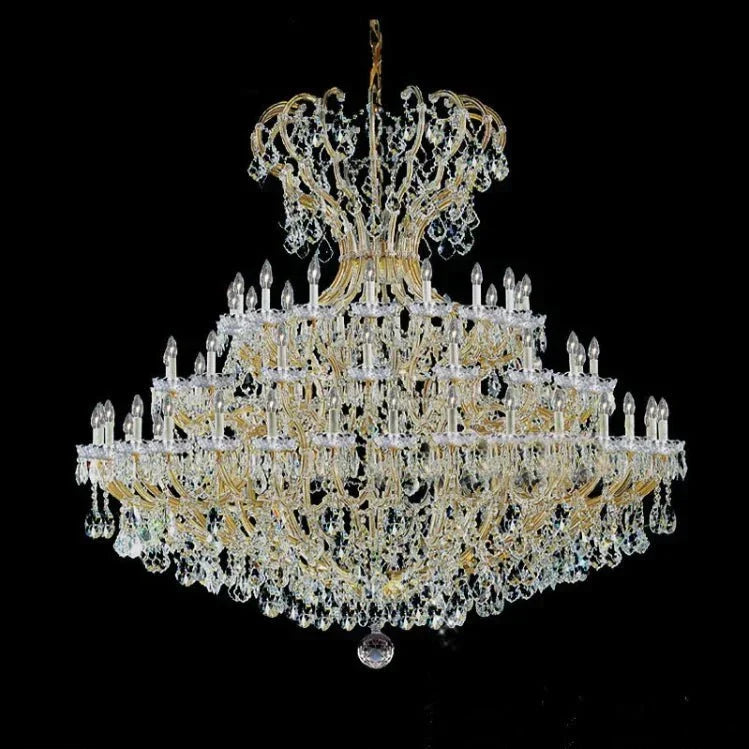 Extra Large Multi - layers Luxury Candle Branch Crystal Chandelier for Living Room/Foyer/Stairs - lampmodern