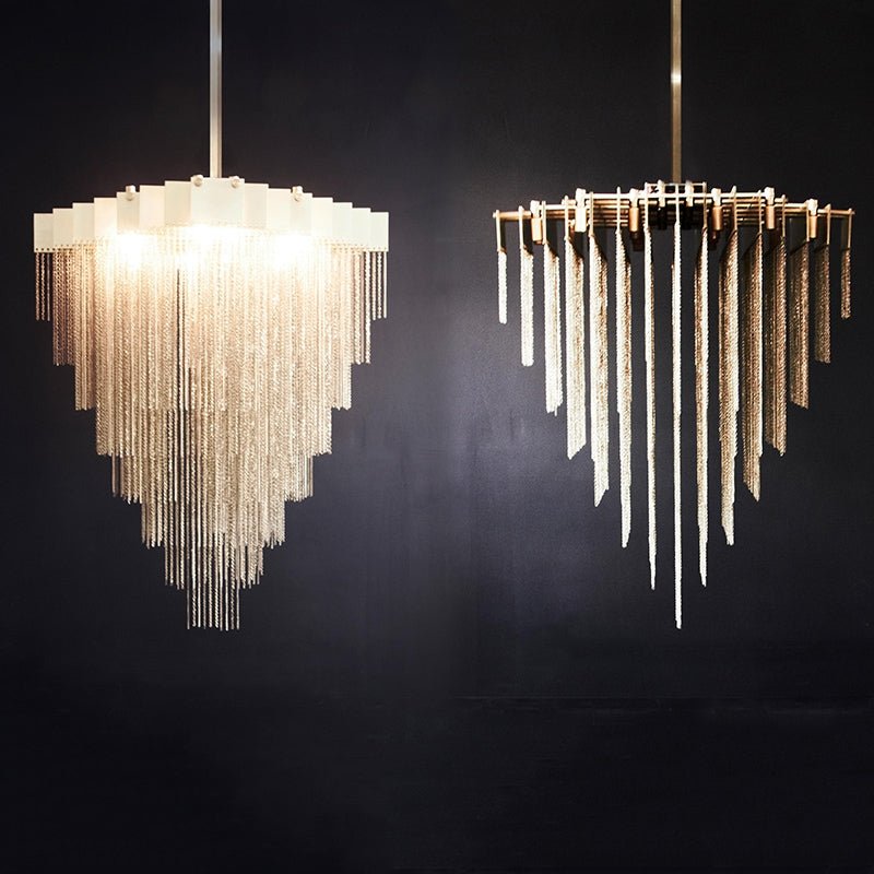 Extra Large Multi - tier Aluminum Tassel Chain Art Chandelier for Villa/Stairs/Foyer/Living Room - lampmodern