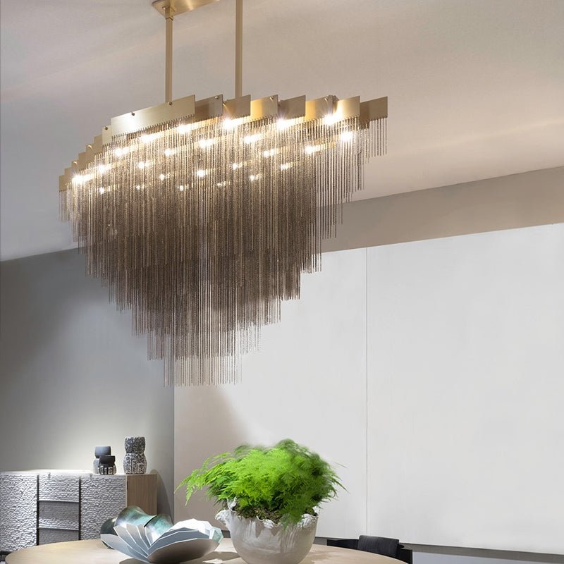 Extra Large Multi - tier Aluminum Tassel Chain Art Chandelier for Villa/Stairs/Foyer/Living Room - lampmodern