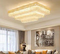 Extra Large Three Layers Rectangular Luxury Flush Mounted Crystal Chandelier for Living Room - lampmodern