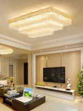 Extra Large Three Layers Rectangular Luxury Flush Mounted Crystal Chandelier for Living Room - lampmodern