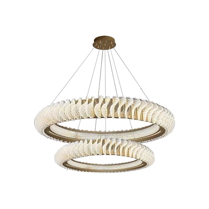Extra Large Tiers Modern Stainless Steel Ring Chandelier for Living Room/Foyer/Big Entrys - lampmodern