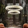 Extra Large Tiers Modern Stainless Steel Ring Chandelier for Living Room/Foyer/Big Entrys - lampmodern