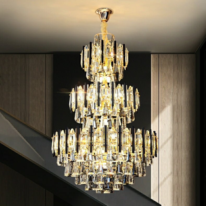 Foyer 3 Layers Extra Large Crystal Chandelier For Living Room Staircase Ceiling Lighting Fixture - lampmodern