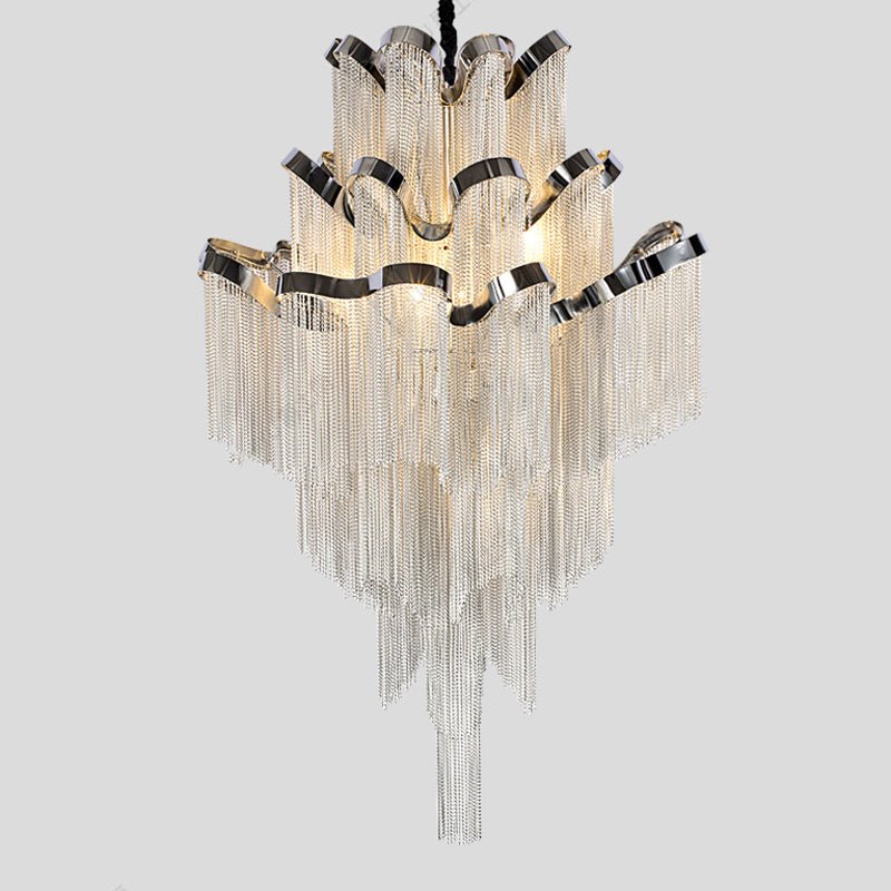 Gladys Aluminum Chain Tassel Stream Chandelier - lampmodern