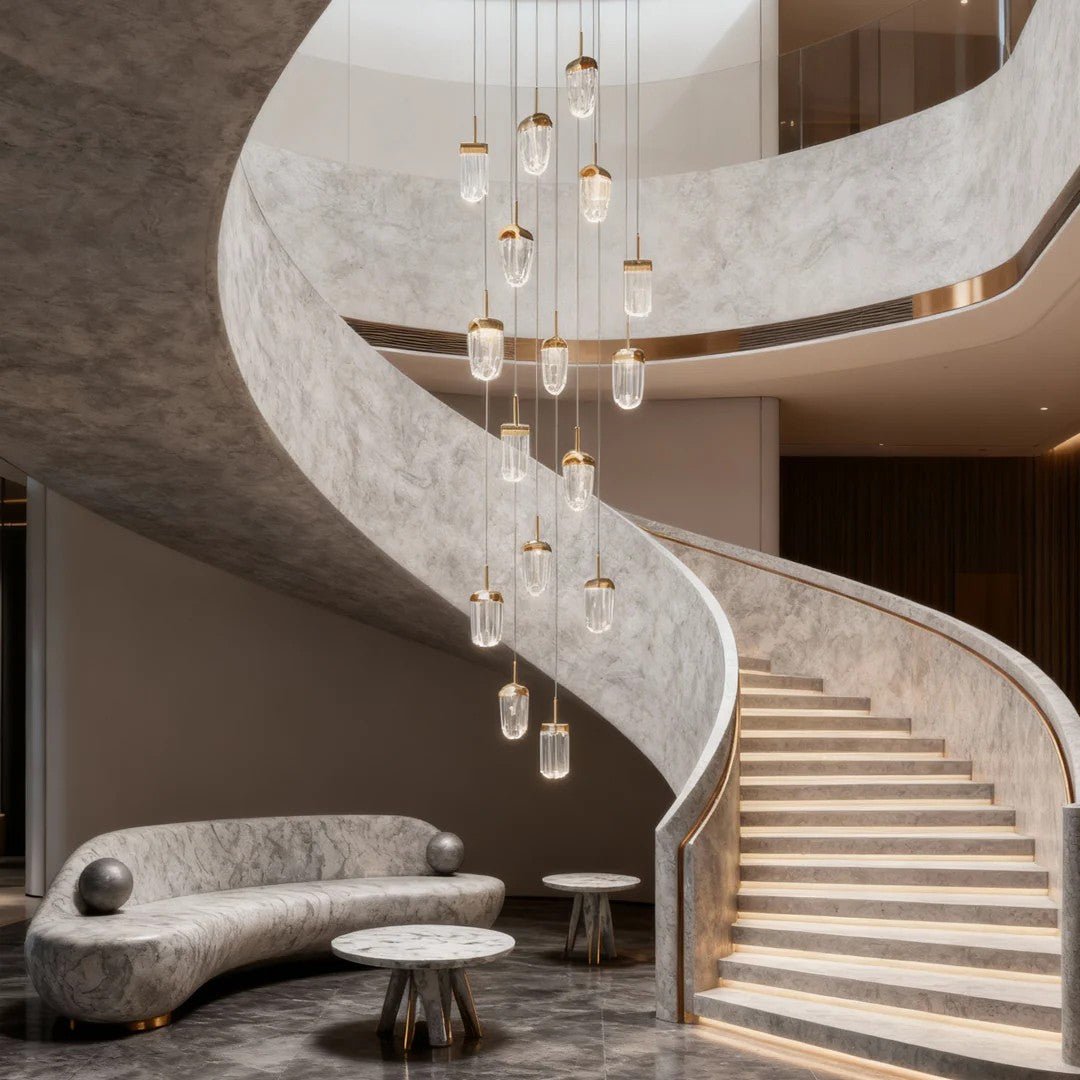 Gold Staircase Chandelier Modern Creative Luxury Ceiling Light - lampmodern