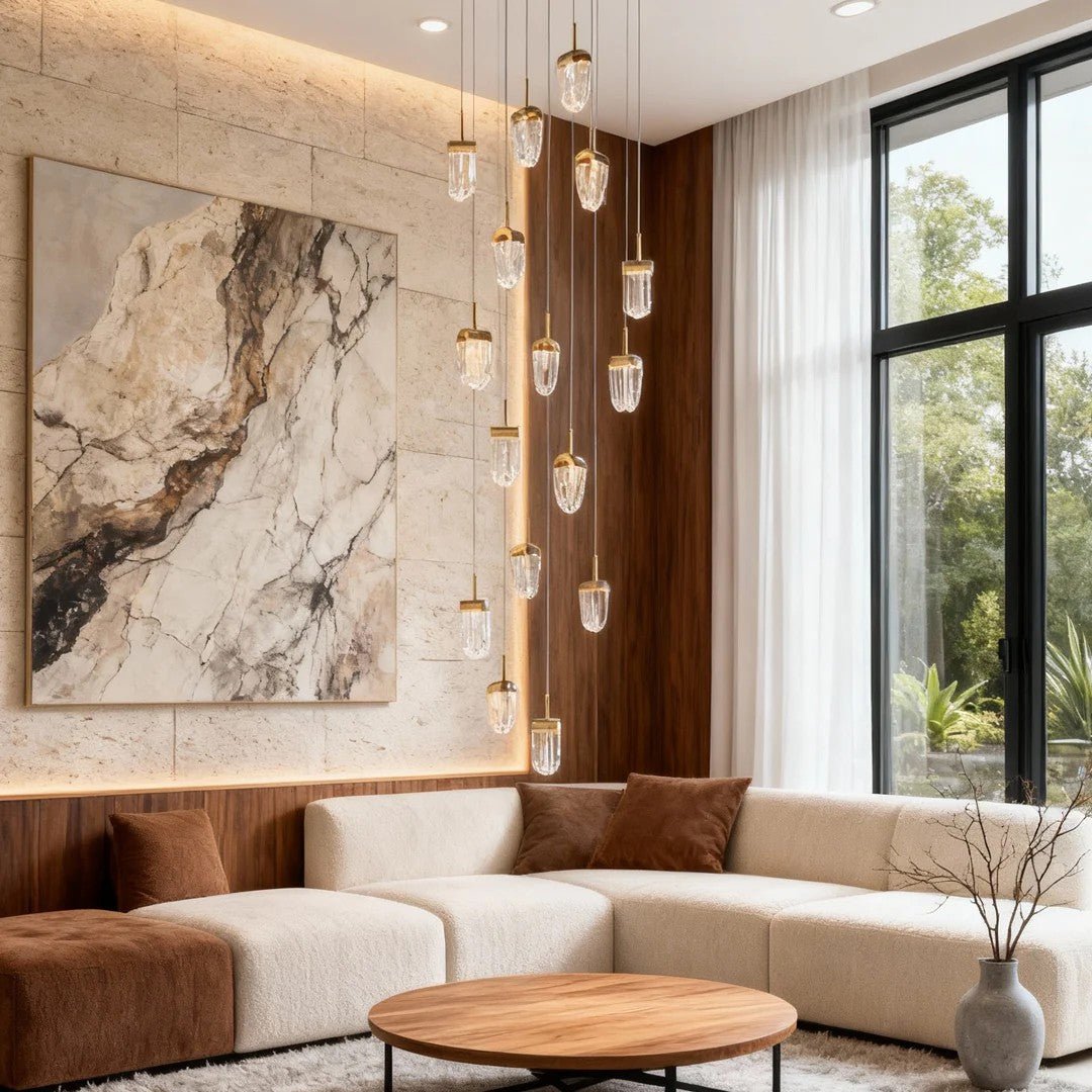 Gold Staircase Chandelier Modern Creative Luxury Ceiling Light - lampmodern