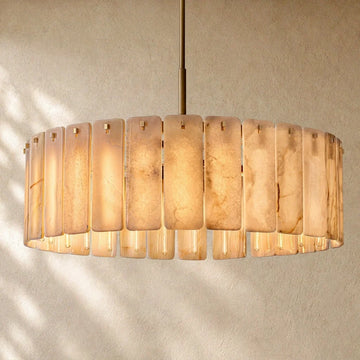 Calam Onyx Round Alabaster Chandelier 36". 48", 60"