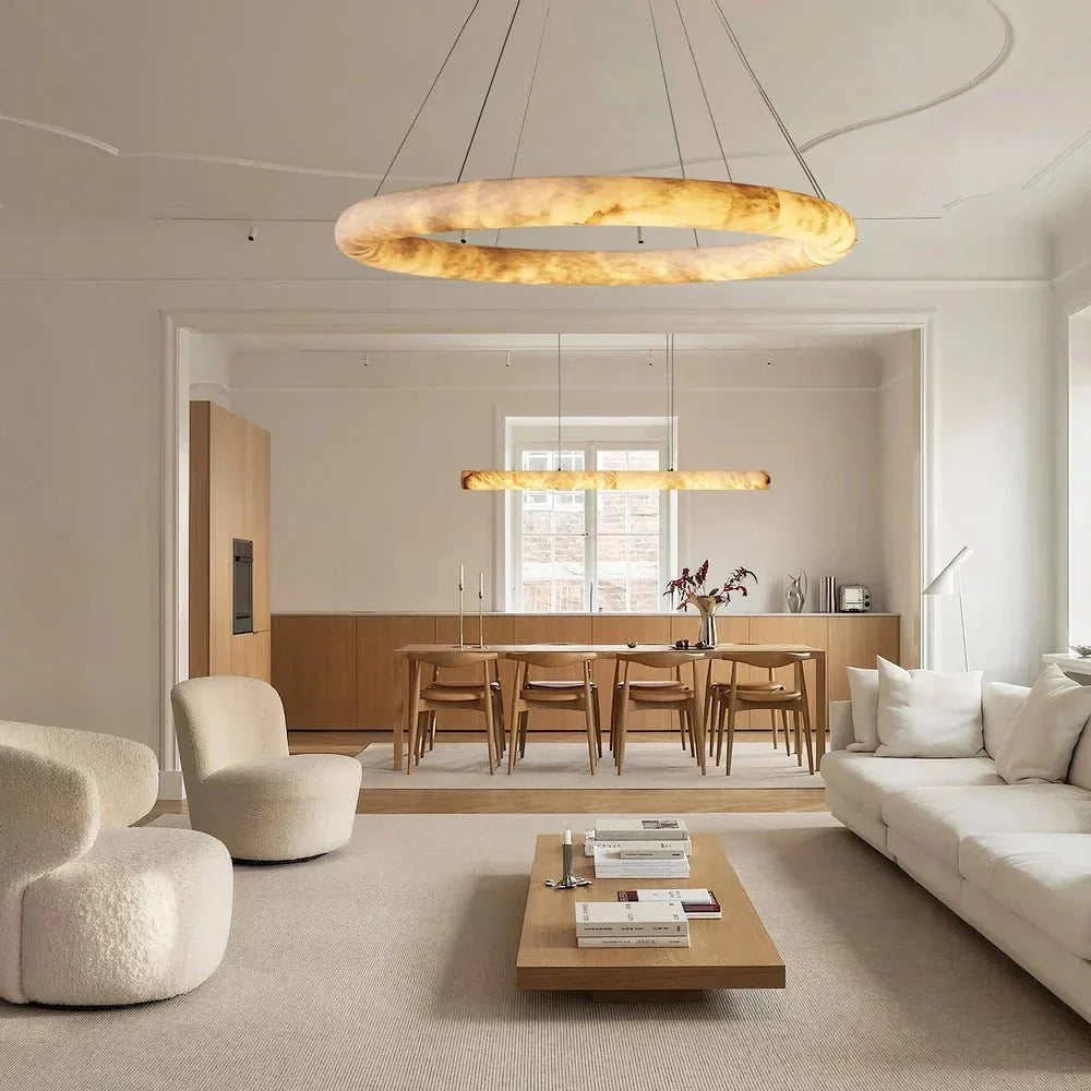 Halima Halo Alabaster Chandelier - lampmodern