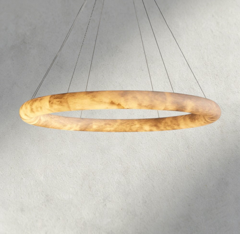 Halima Halo Alabaster Chandelier - lampmodern