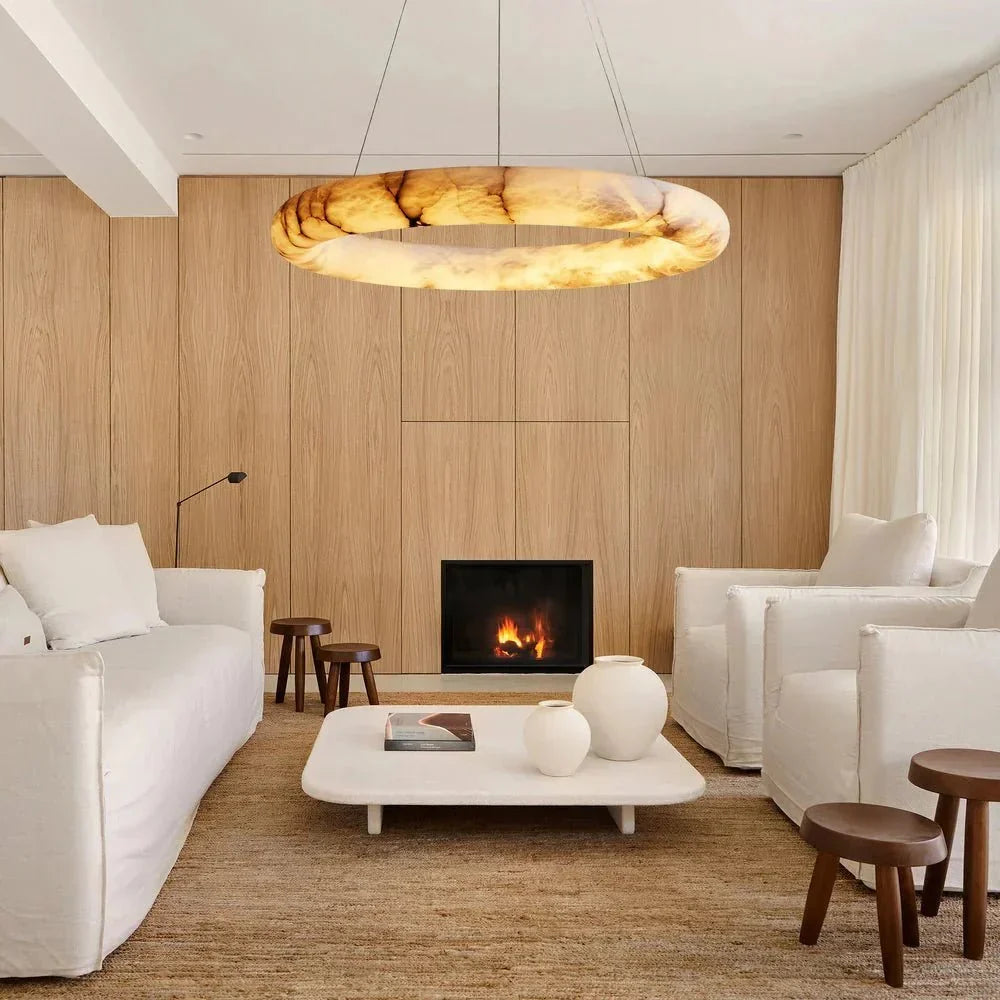 Halima Halo Alabaster Chandelier - lampmodern
