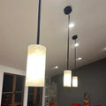 Hand-Carver Alabaster Cylinder Pendant - lampmodern