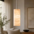 Hand-Carver Alabaster Cylinder Pendant - lampmodern