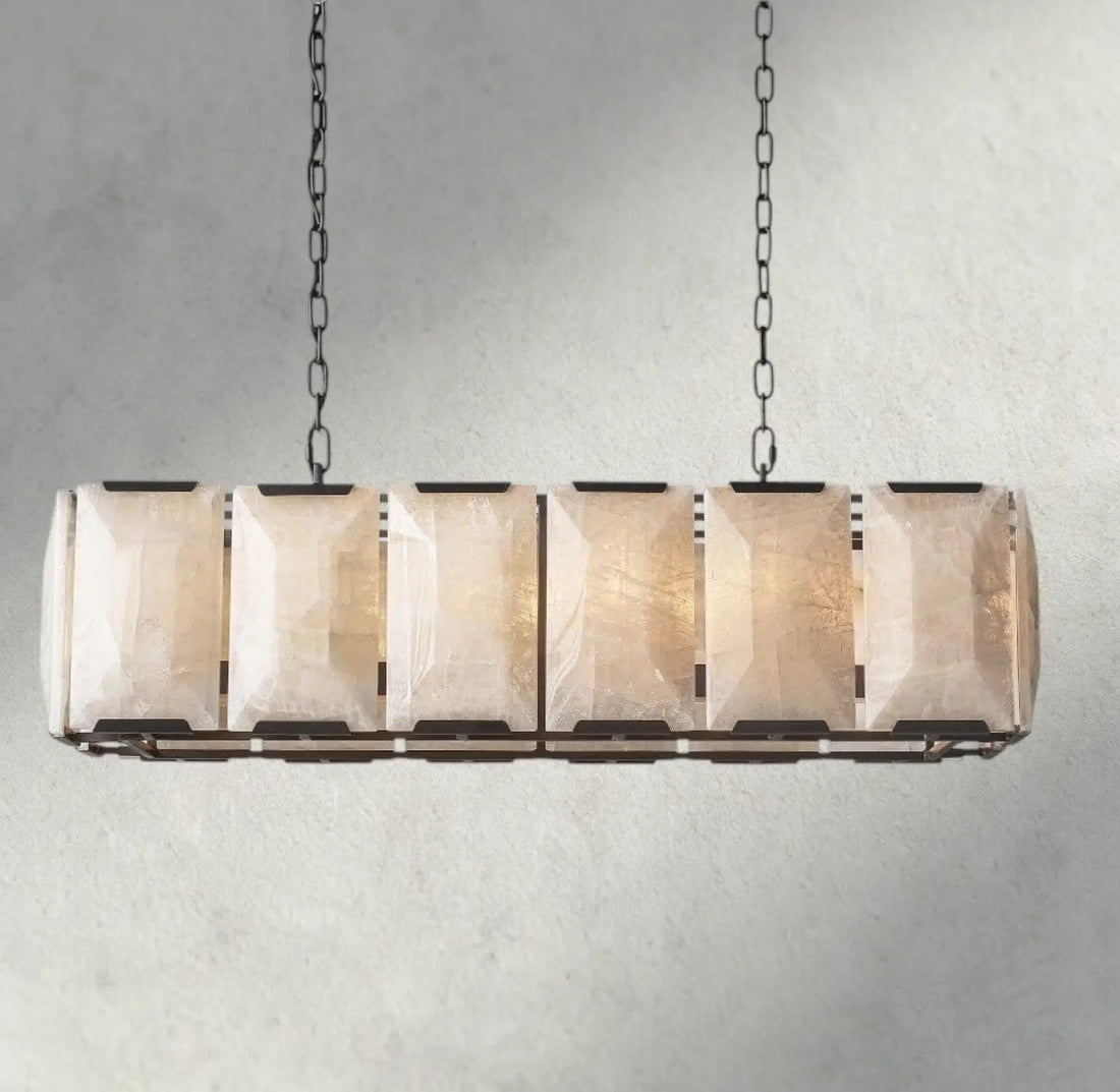 Hartley Alabaster Rectangular Chandelier 42’’ 54’’ 62’’ 74’’ - 42’’ / Brass - chandelier