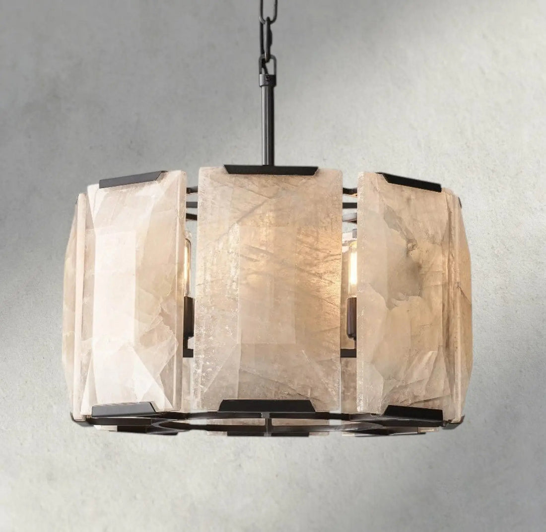 Hartley Alabaster Round Chandelier 19’’ 31’’ 43’’ 60’’ - 19’’ / Brass - chandelier