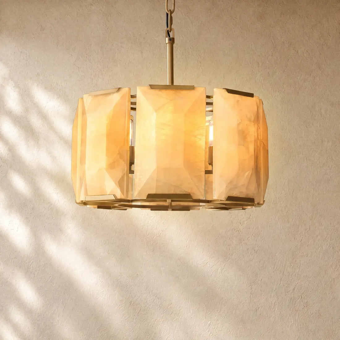Hartley Alabaster Round Alabaster Chandelier - Lacquered Brass / 31’’