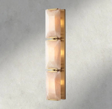 Hartley Alabaster Triple Sconce - Brass - wall sconce