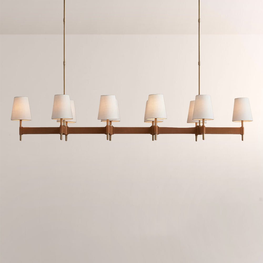 Haven Leather Brass Linear Chandelier - lampmodern